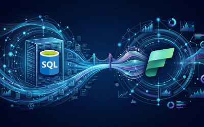 Azure SQL Server Logo and Microsoft Fabric logo - Allston Yale